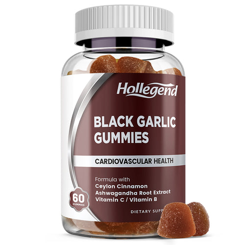 Aged Black Garlic Supplement Gummies, Advanced Formula with Berberine and Ceylon Cinnamon, Blood Pressure & Immune Support, Vegan, Non-GMO, 60 Chewables